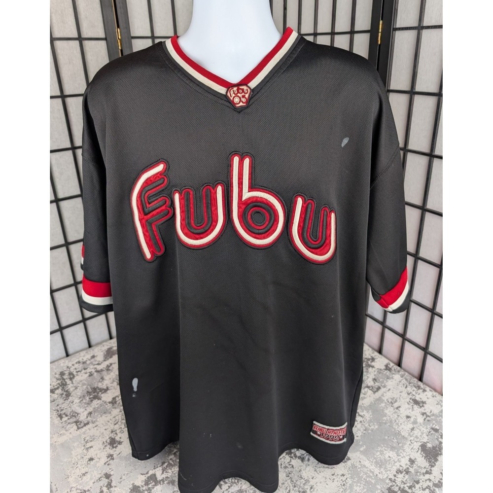 Vintage 92' FUBU Sports XXL Black & Red Streetwear Jersey‎ Thrashed Hip Hop Rap